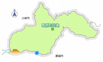 高原町役場の位置図